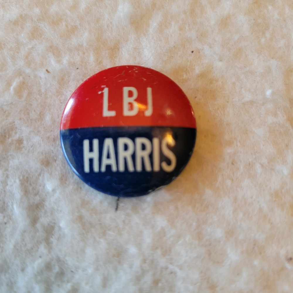 Vintage 1964 LBJ Johnson For President Political Harris Running Mate‎ Button
